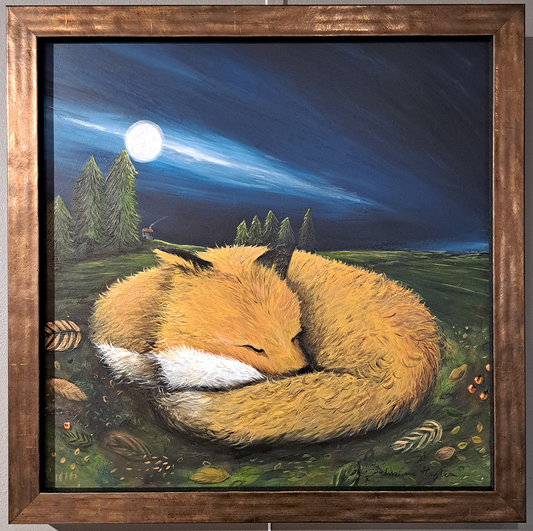 Christine Hughes - Goodnight Mr Fox, Enchantment Collection, original framed painting