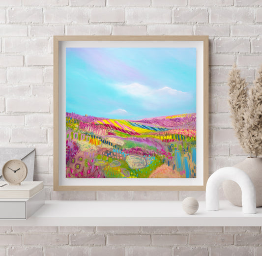 Christine Hughes - Heather at Rosedale, neon Landscape, North Yorkshire, Landscape Print