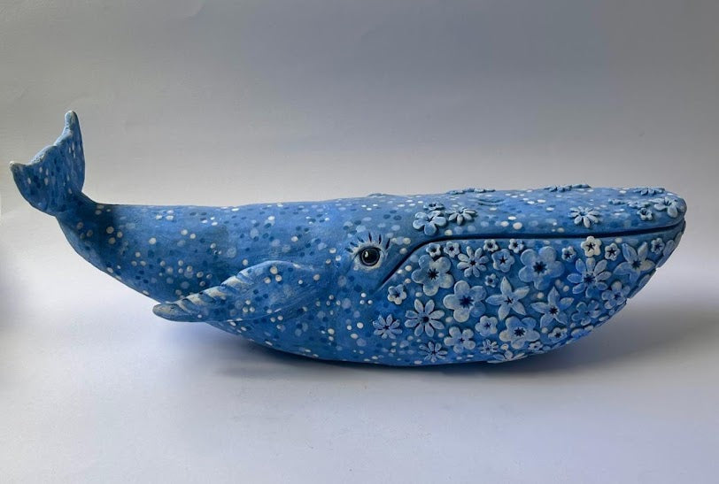 Kate Ellis - Large blue flowery whale