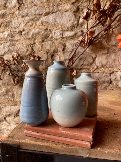 Pamela Thorby Ceramics - Blue Stoneware Trumpet Vase 18