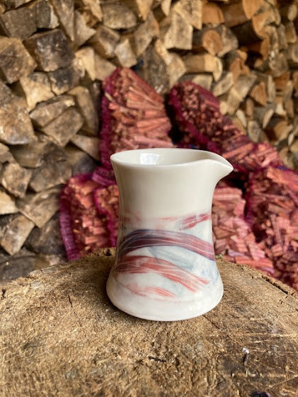 Pamela Thorby Ceramics - Porcelain Red Striped Pourer 24