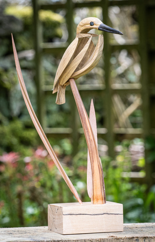 Mike Nowill - Wood Sculptures, Kingfisher Perching