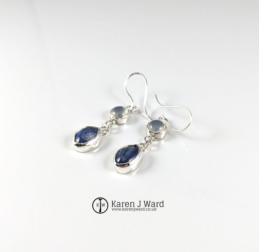 Karen J Ward - Kyanite and moonstone drop earrings - KW97