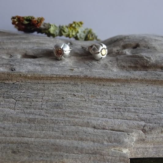 Louise Dwyer - Silver and diamond 'seed' stud earrings