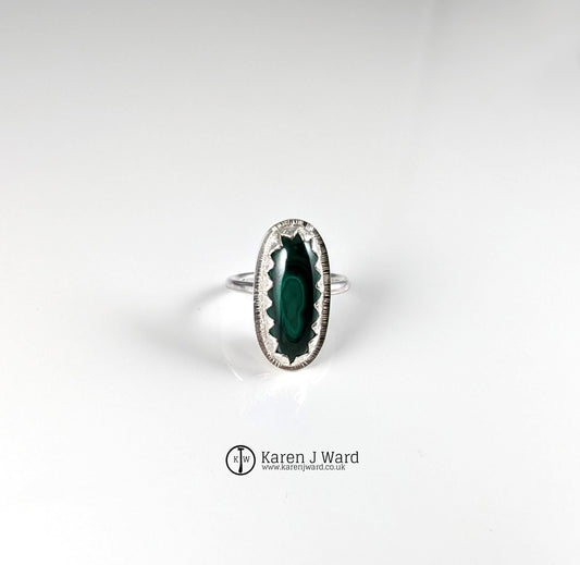 Karen J Ward - Oval Malachite ring - KW104