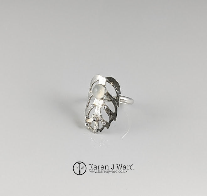 Karen J Ward - Moonstone leaf ring KW80