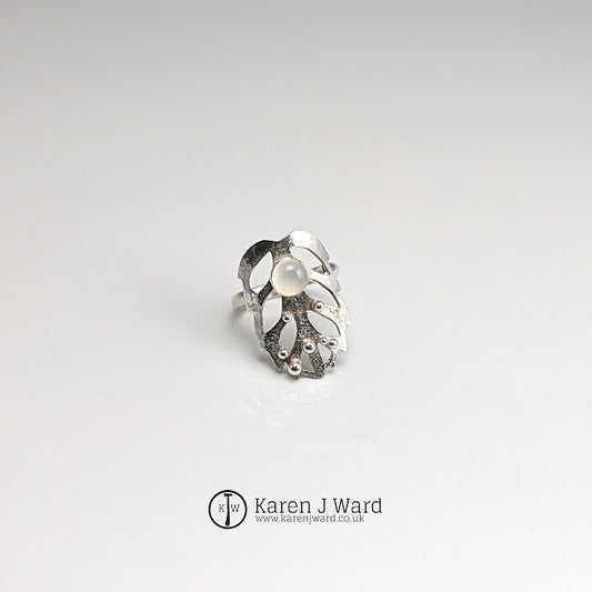 Karen J Ward - Moonstone leaf ring KW80