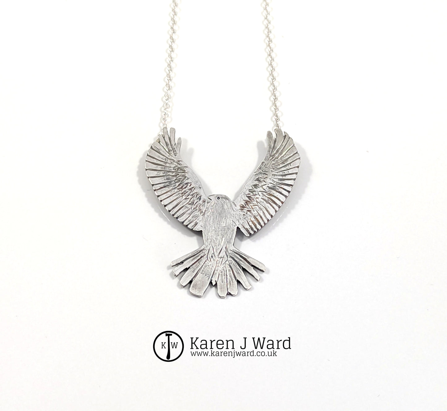 Karen J Ward - Morrigan - Raven in flight pendant KW17