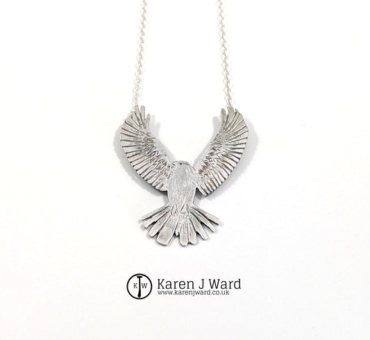 Karen J Ward - Morrigan - Raven in flight pendant KW17