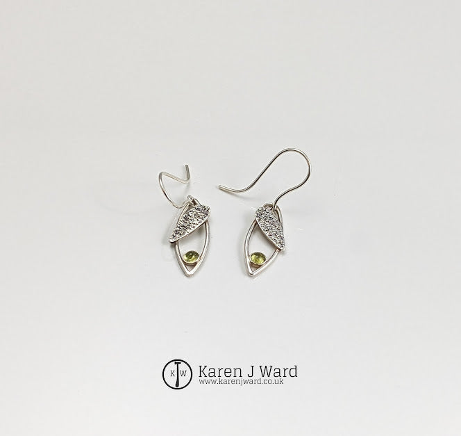 Karen J Ward - Peridot marquise earrings KW93