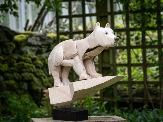 Mike Nowill - Wood Sculptures, Polar Bear on Ice Flow