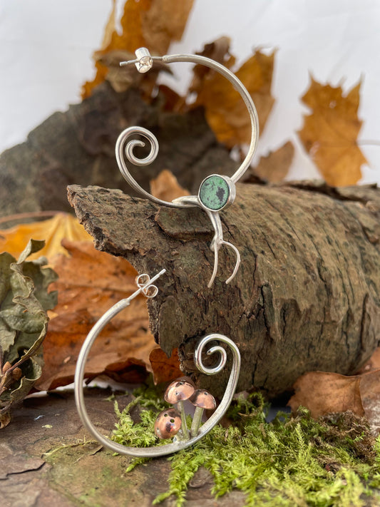 Anthea Peters - Unfurling fern hooped earrings