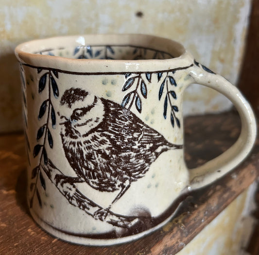 Adrift Pottery - Slipware Blue Tit Mug/Cup