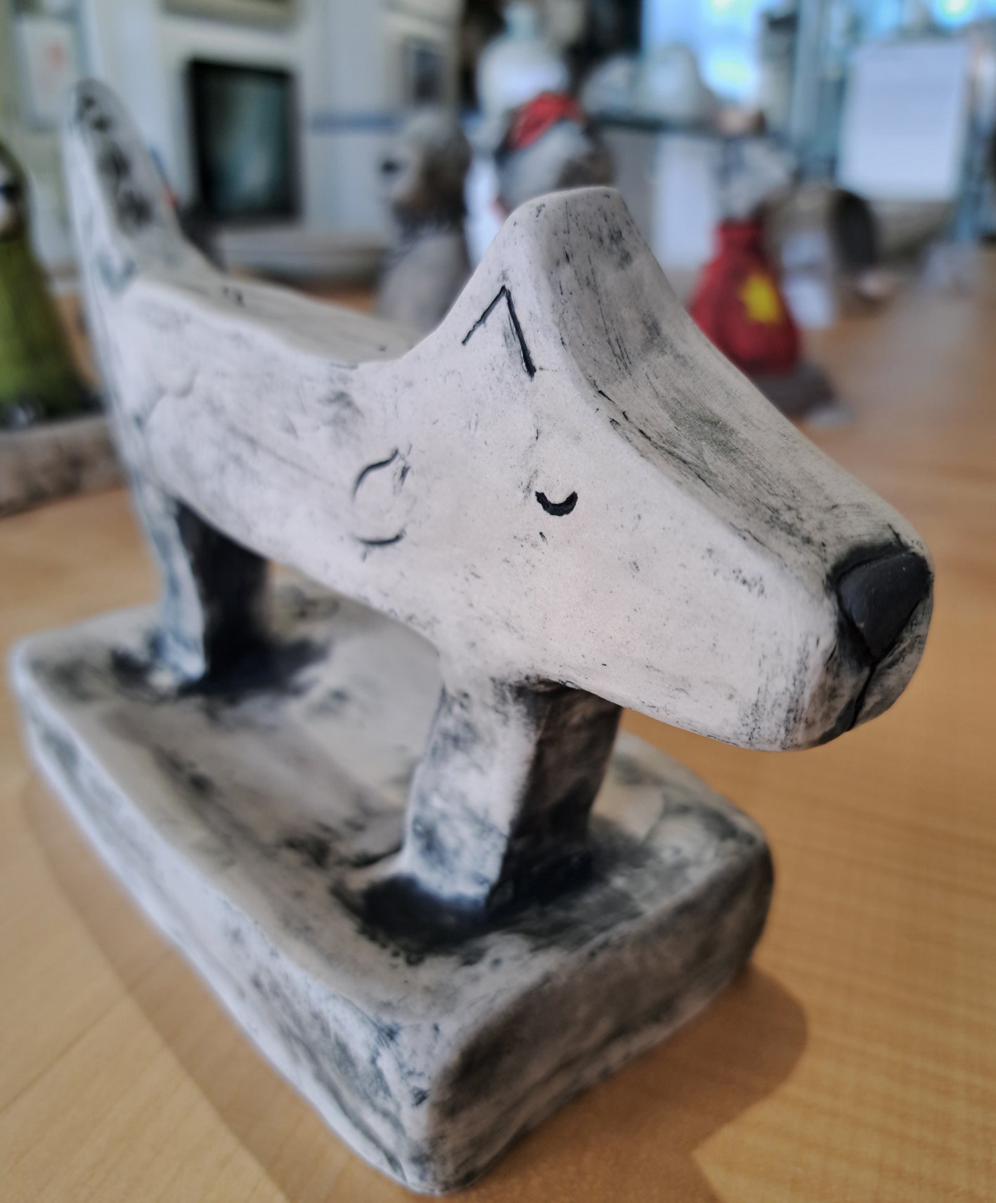 Christine Hughes - Sculptures - Dog Sculpture on Base