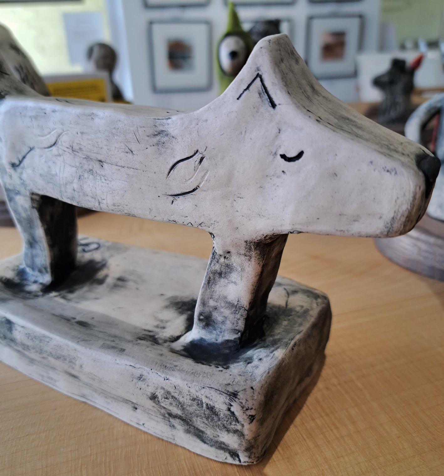 Christine Hughes - Sculptures - Dog Sculpture on Base