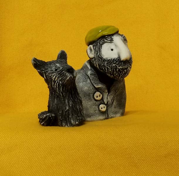 Christine Hughes - Sculptures - Farmer and dog