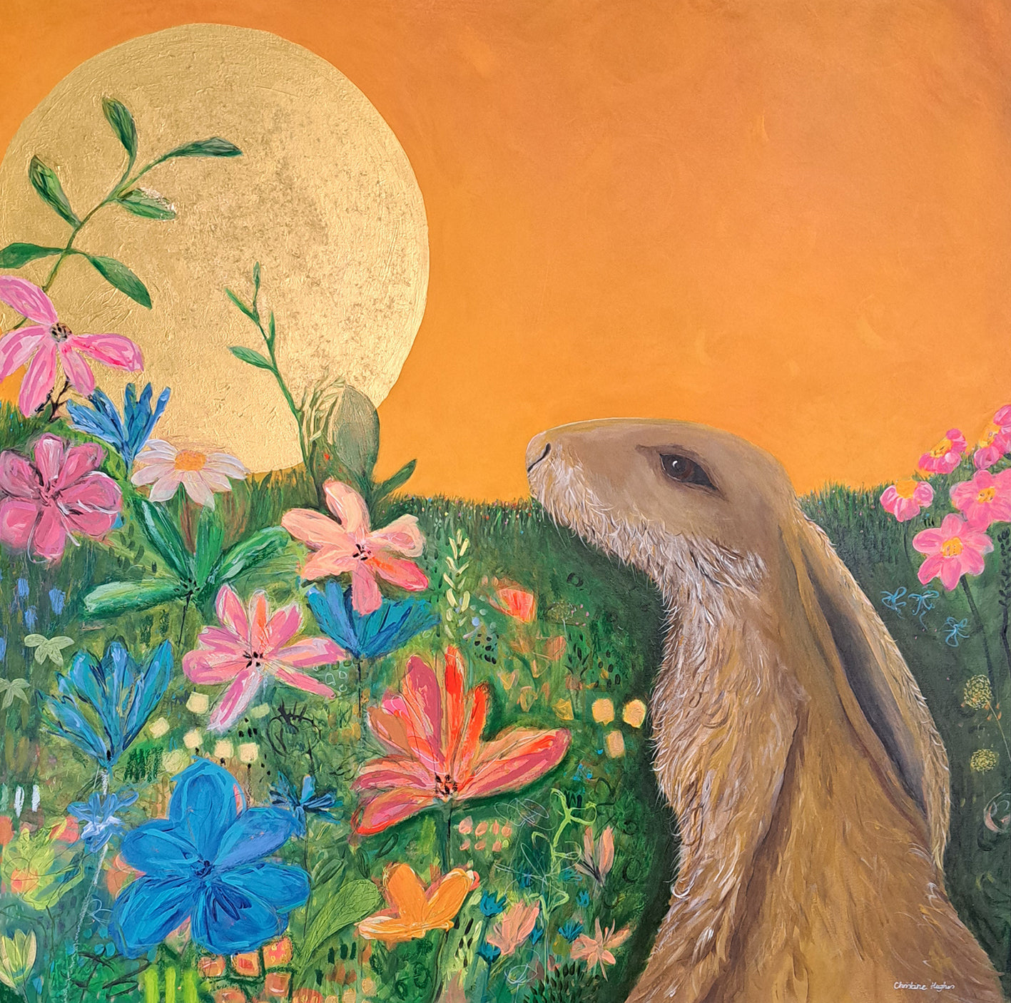 Christine Hughes - 'Golden Symphony', Hare and Sun