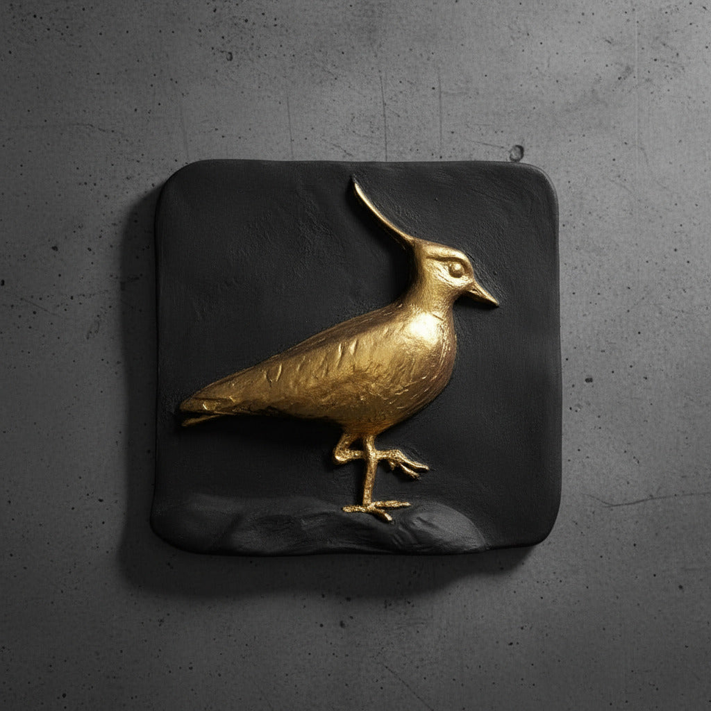 23.5 carat gold leaf black jesmonite lapwing wall plaque