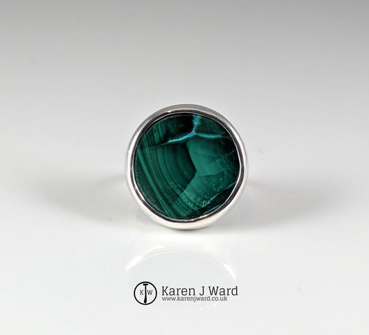 Karen J Ward - Round Malachite ring - KW105