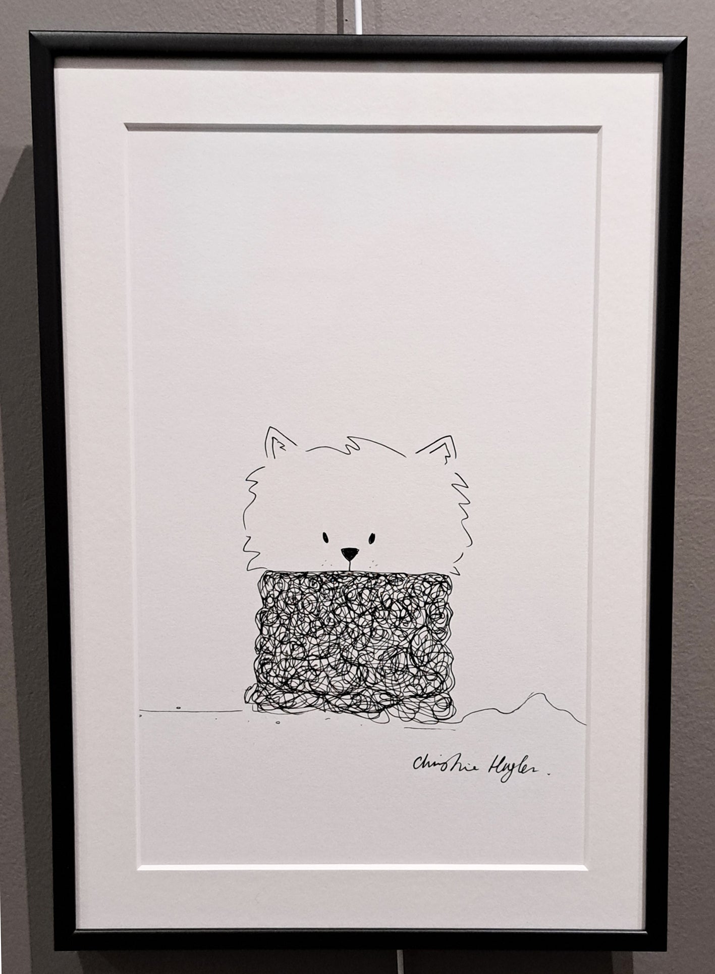Christine Hughes Cat Illustration - Where's My Wool
