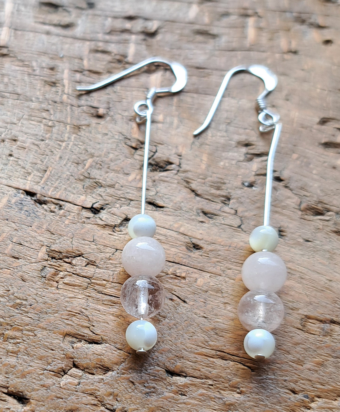 Trinket & Belle - Silver beaded earrings Pastel Pink