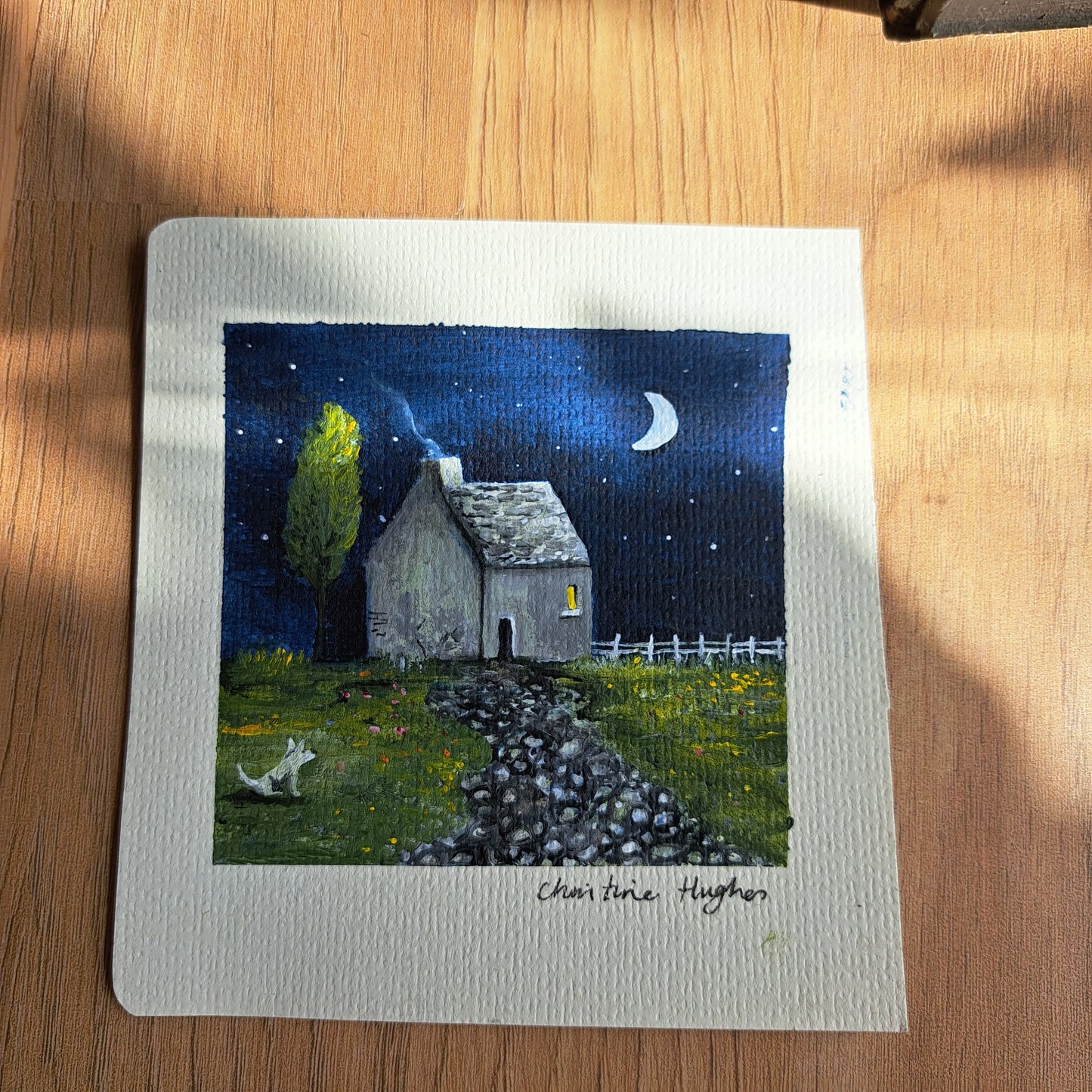 Christine Hughes -  Mini Original Cottage in the moonlight