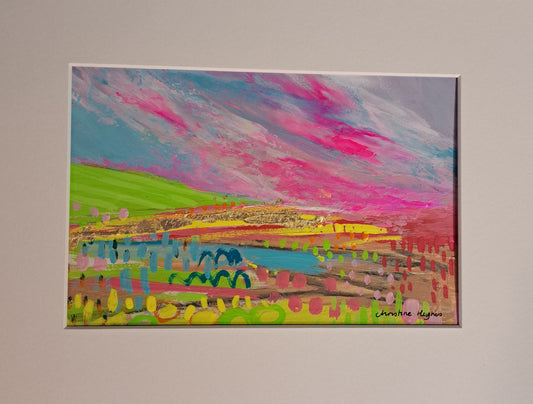 Christine Hughes - Mini Neon pink landscapes
