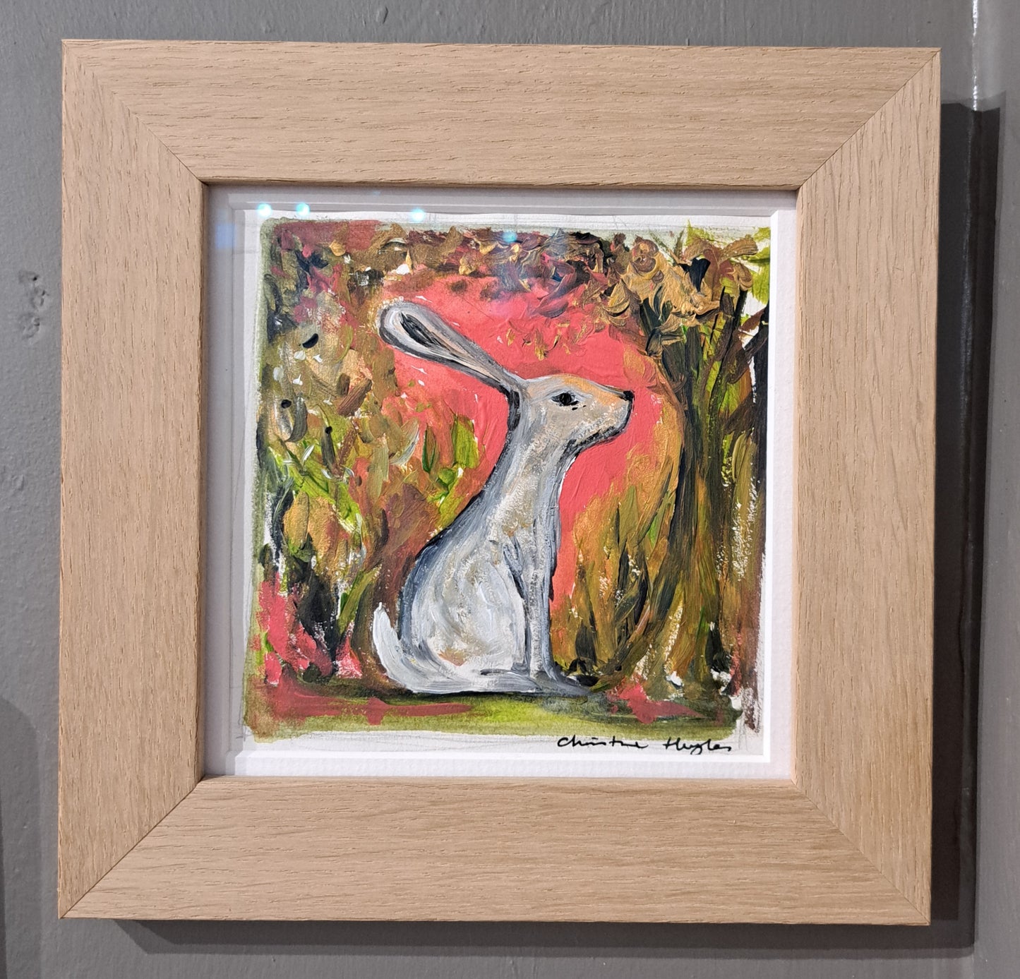 Christine Hughes Illustration - Spring Hare Mini Framed Original