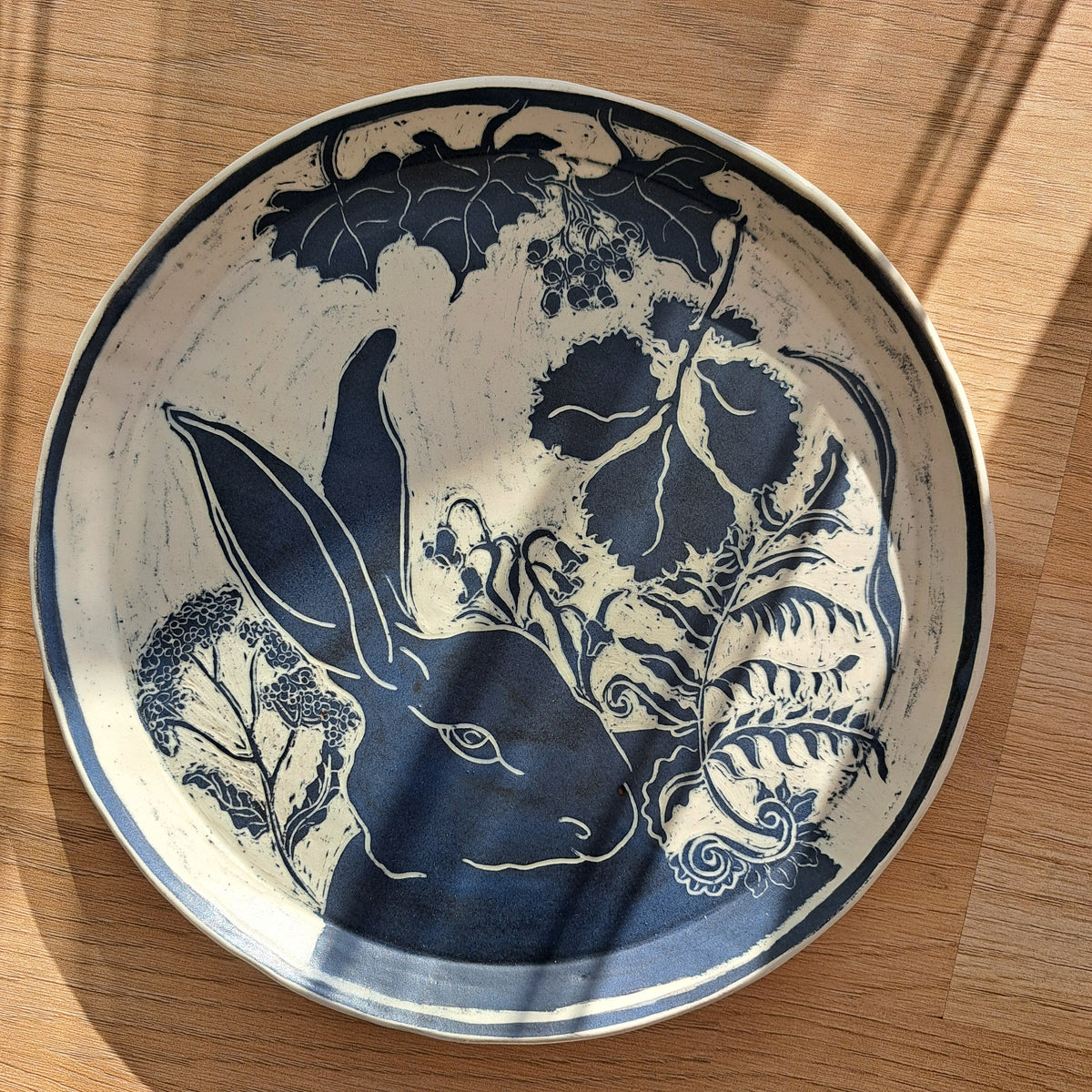 Ciara McClarence - Hare Plate. Sgrafitto