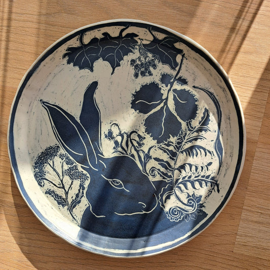 Ciara McClarence - Hare Plate. Sgrafitto