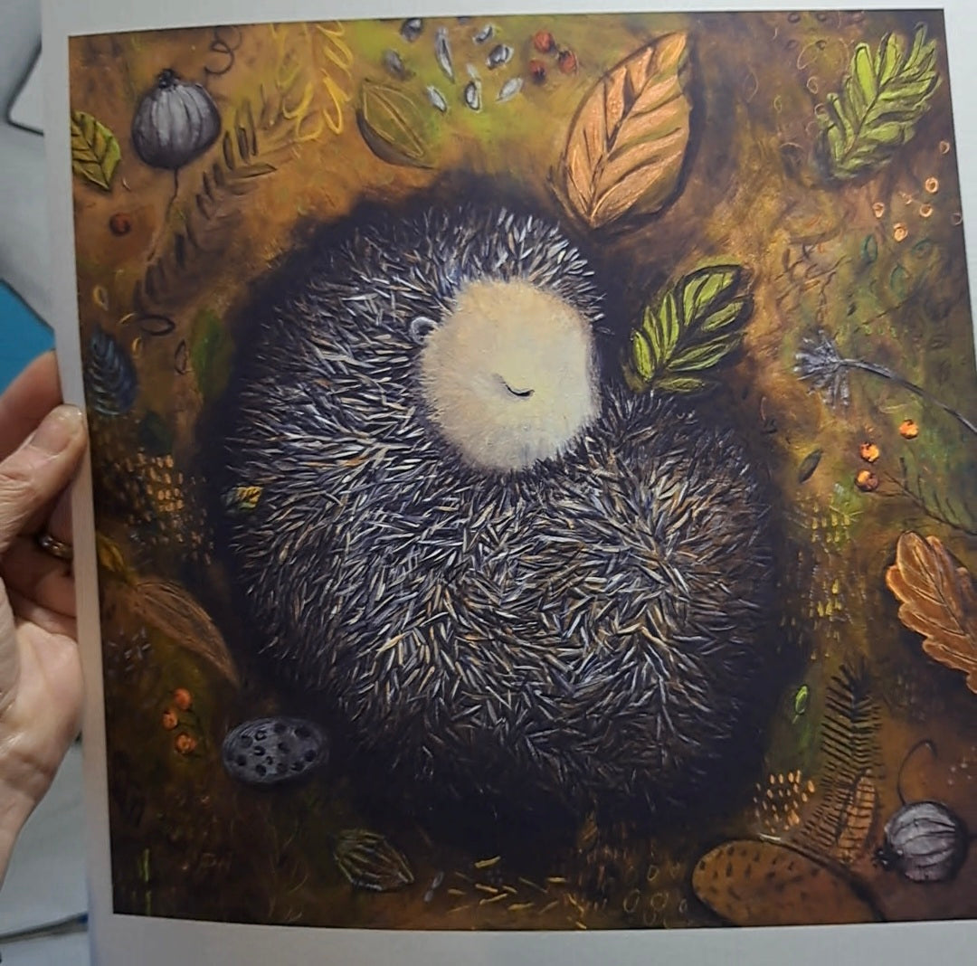 Christine Hughes - Hibernation, Hedgehog Curled Up in Leaves, Enchantment Collection