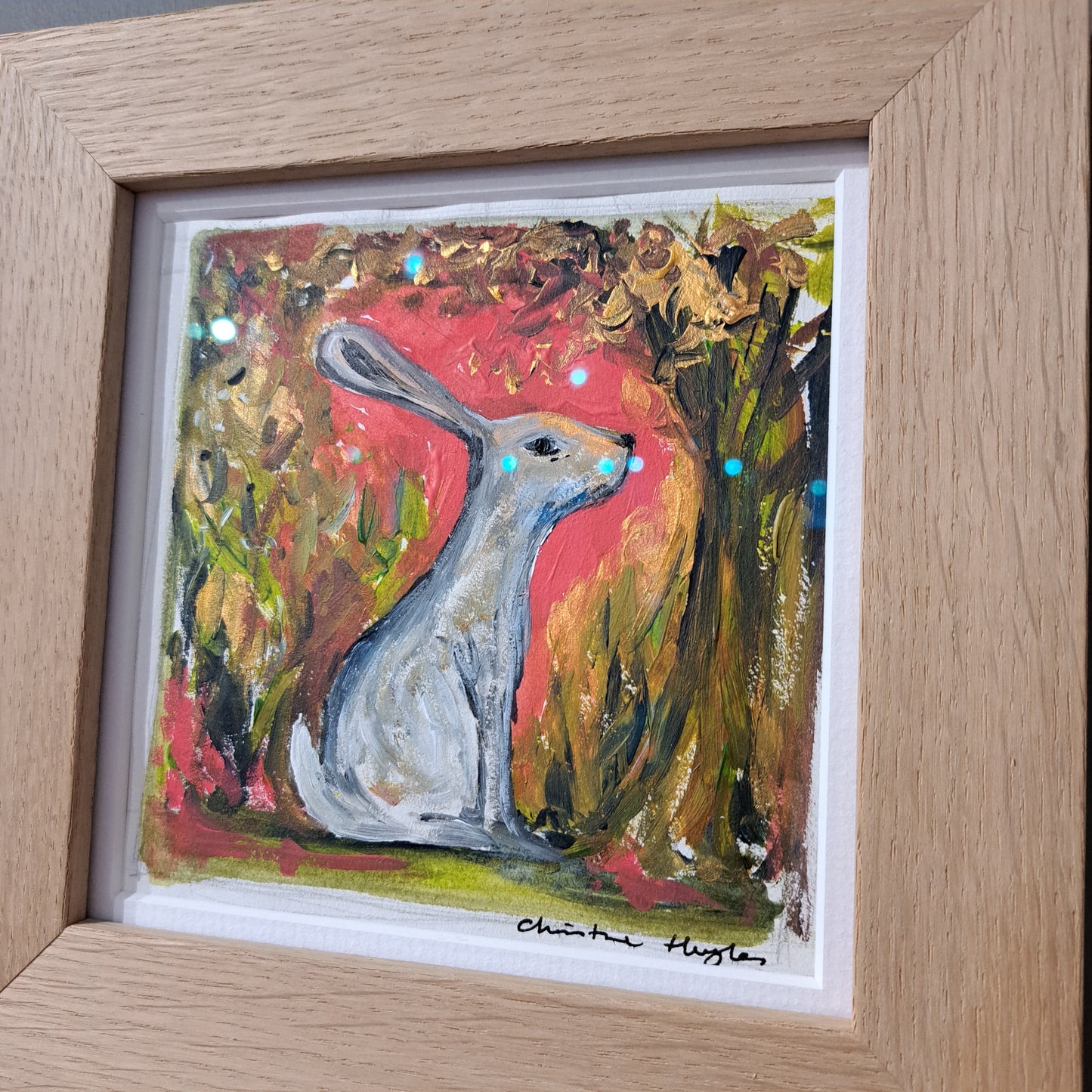 Christine Hughes Illustration - Spring Hare Mini Framed Original