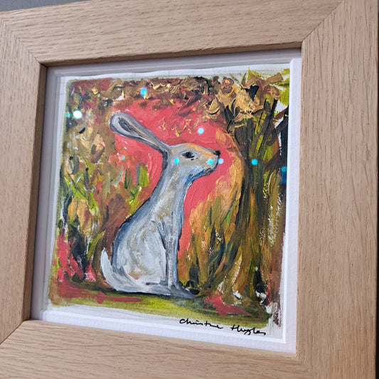 Christine Hughes Illustration - Spring Hare Mini Framed Original