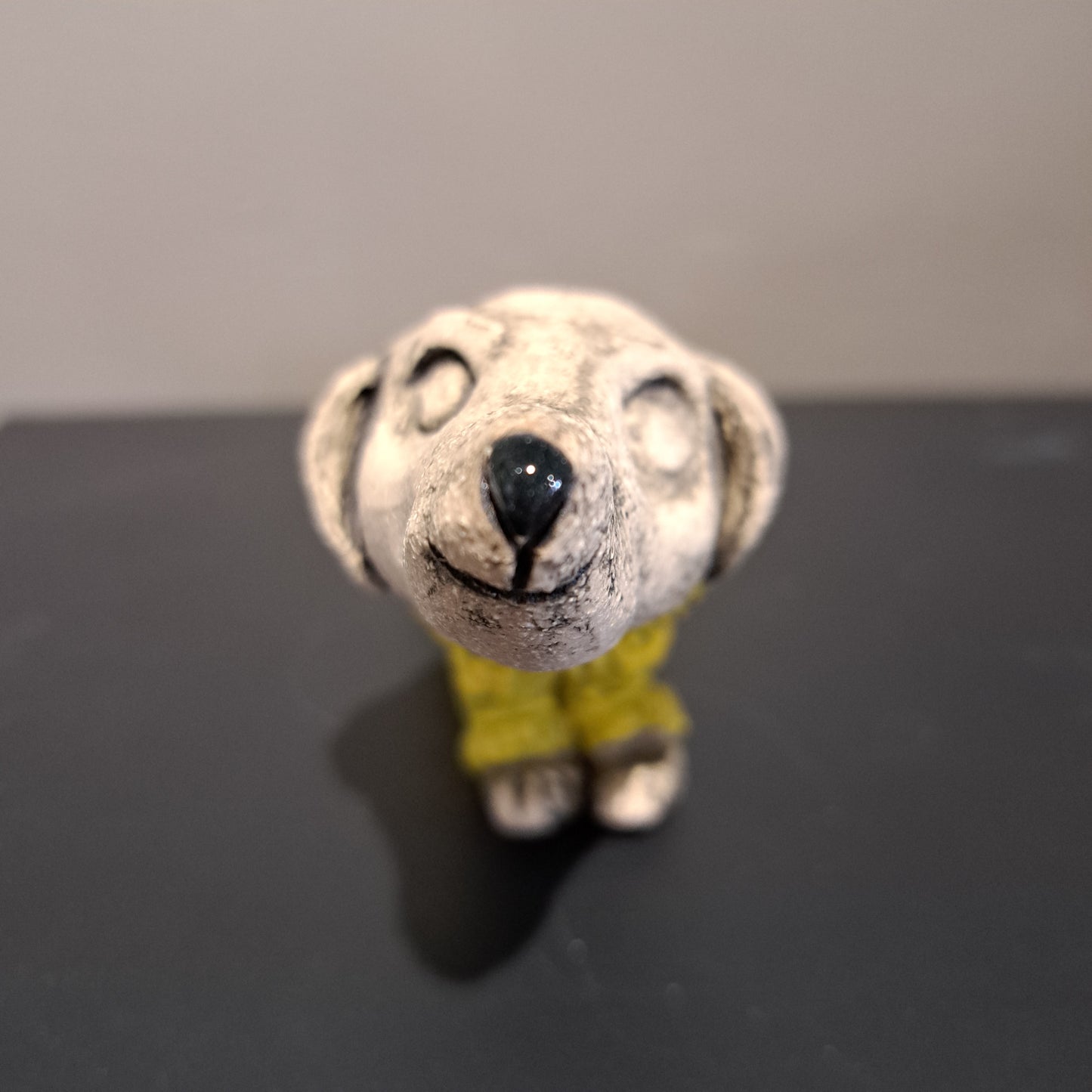 Christine Hughes Sculptures - Daschund with yellow jumper