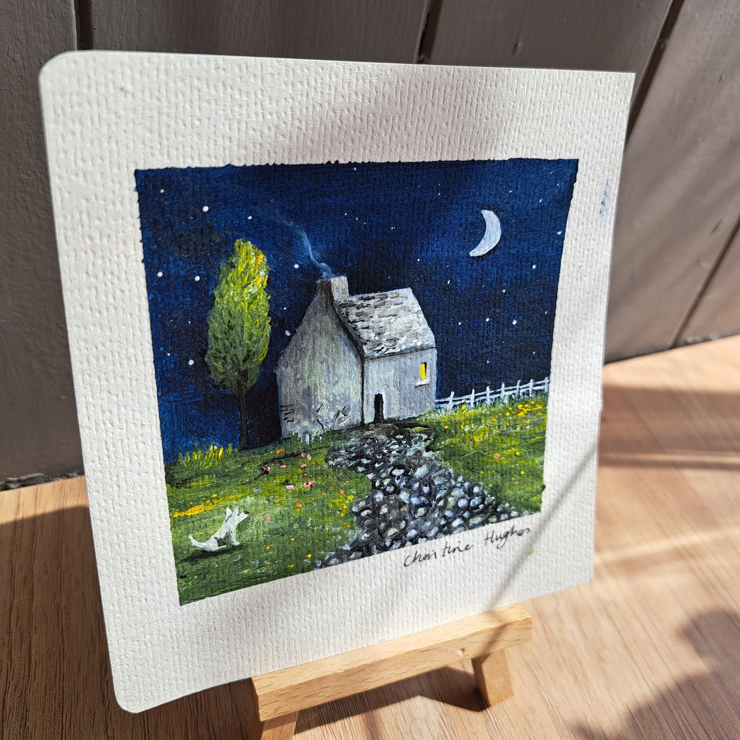 Christine Hughes -  Mini Original Cottage in the moonlight