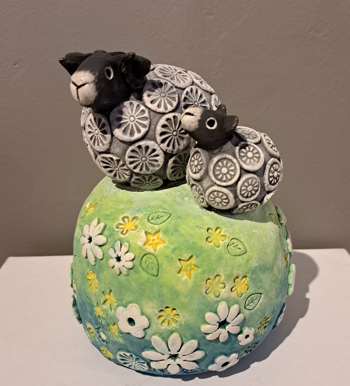 Kate Ellis Ceramics - Two sheep on hill