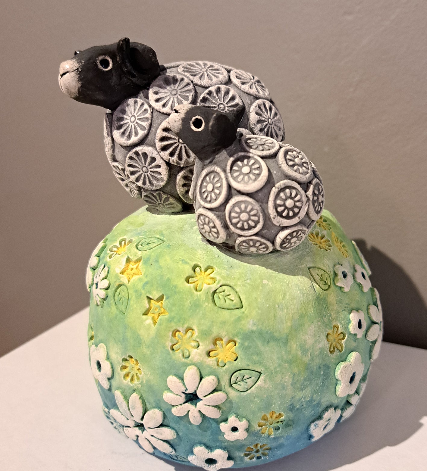 Kate Ellis Ceramics - Two sheep on hill